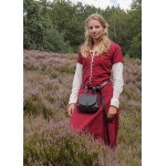 Kurzärmelige Cotehardie Ava, Mittelalterkleid, weinrot