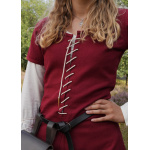 Kurzärmelige Cotehardie Ava, Mittelalterkleid, weinrot