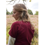 Kurzärmelige Cotehardie Ava, Mittelalterkleid, weinrot