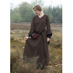 Mittelalterkleid mit Höllenfenstern, Bliaut Amal, braun