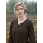 Mittelalterkleid mit Höllenfenstern, Bliaut Amal, braun