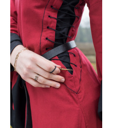 Mittelalterkleid mit Höllenfenstern, Bliaut Amal, rot/schwarz
