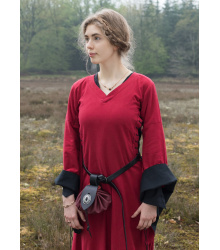 Mittelalterkleid mit Höllenfenstern, Bliaut Amal, rot/schwarz