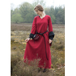 Mittelalterkleid mit Höllenfenstern, Bliaut Amal, rot/schwarz