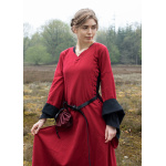 Mittelalterkleid mit Höllenfenstern, Bliaut Amal, rot/schwarz