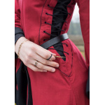 Mittelalterkleid mit Höllenfenstern, Bliaut Amal, rot/schwarz