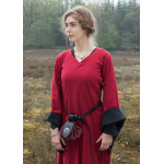Mittelalterkleid mit Höllenfenstern, Bliaut Amal, rot/schwarz