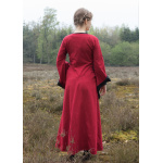 Mittelalterkleid mit Höllenfenstern, Bliaut Amal, rot/schwarz