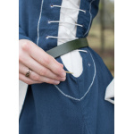 Mittelalterkleid mit Höllenfenstern, Bliaut Amal, blau/natur