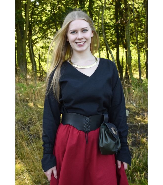 Mittelalter Bluse Aila mit Schnürung, schwarz