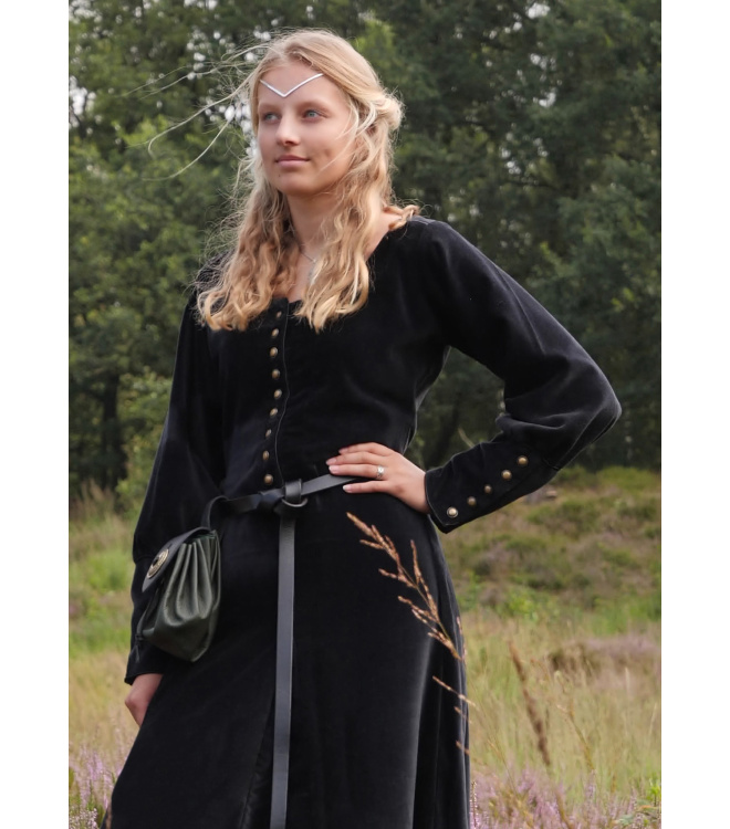 Cotehardie Isabell aus Samt, Mittelalterkleid, schwarz