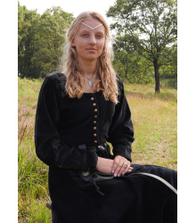 Cotehardie Isabell aus Samt, Mittelalterkleid, schwarz