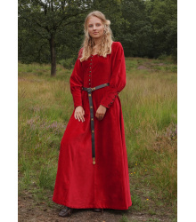 Cotehardie Isabell aus Samt, Mittelalterkleid, rot
