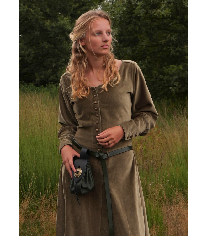 Cotehardie Isabell aus Samt, Mittelalterkleid, grün