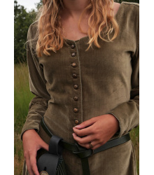 Cotehardie Isabell aus Samt, Mittelalterkleid, grün