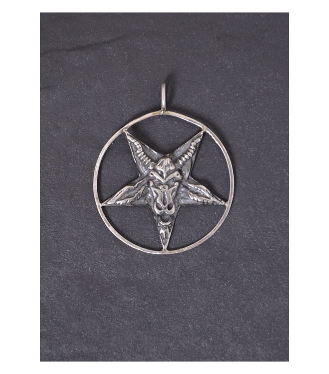 Anhänger kleines Antikreuz mit Pentagram aus Silber, geschwärzt