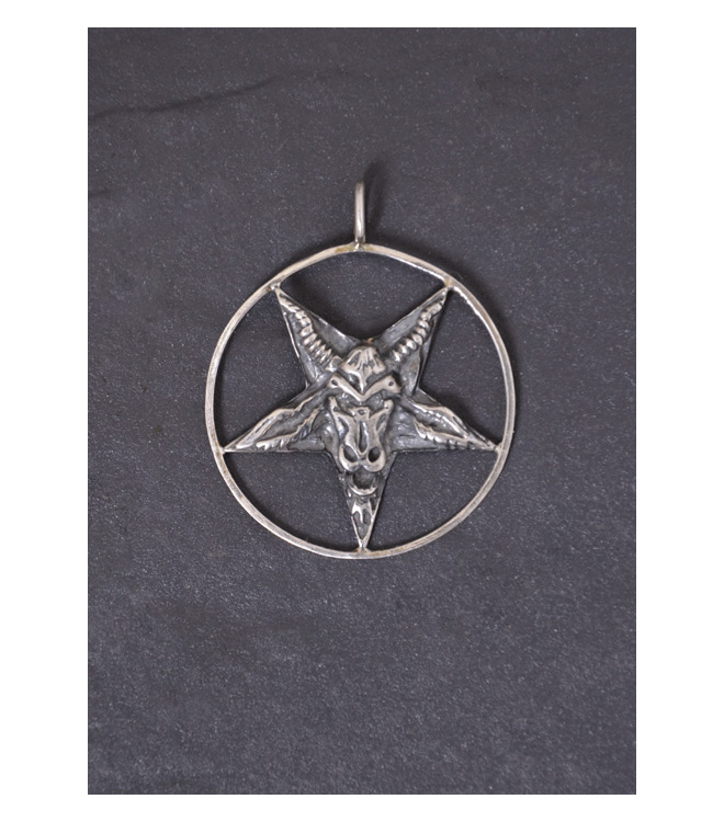 Anhänger kleines Antikreuz mit Pentagram aus Silber, geschwärzt