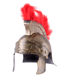 Kinder Römer Helm, gold mit Helmbusch, Kunststoff