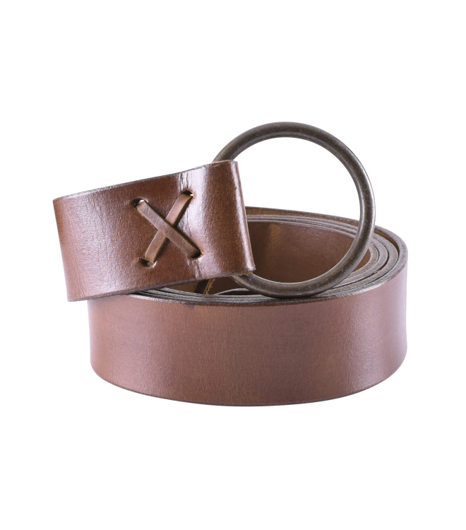 Mittelalter-Ledergürtel mit Messingring, 150 cm, braun oder schwarz