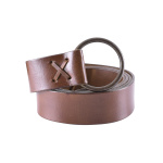 Mittelalter-Ledergürtel mit Messingring, 150 cm, braun oder schwarz