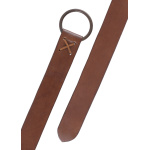 Mittelalter-Ledergürtel mit Messingring, 150 cm, braun oder schwarz