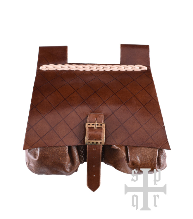 Mittelalterliche Ledertasche, 14. Jahrhundert, verschied. Farben