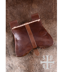 Mittelalterliche Ledertasche, 14. Jahrhundert, verschied. Farben
