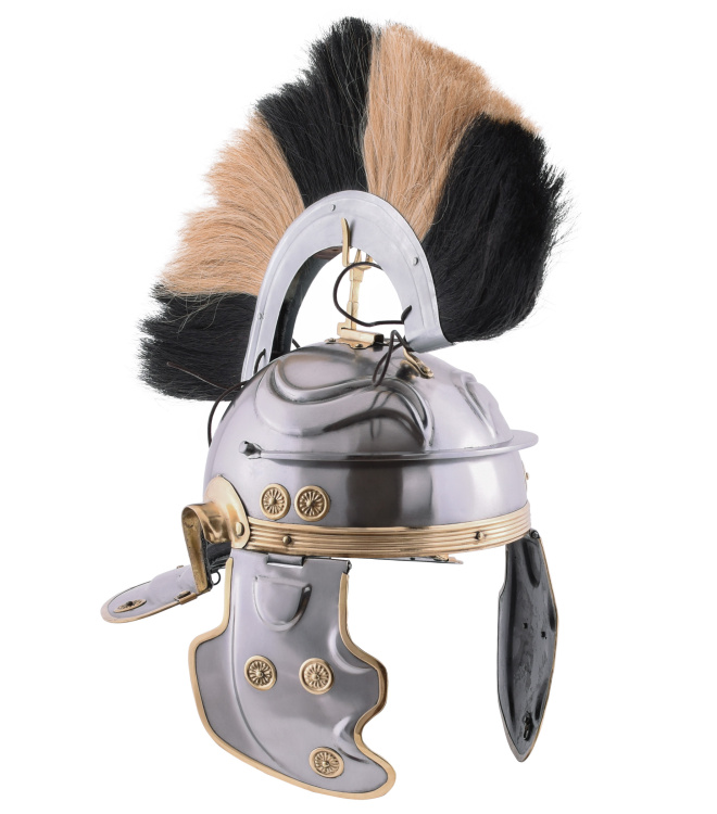 Römerhelm Imperial Gallic -G- Weisenau aus Stahl mit Helmbusch