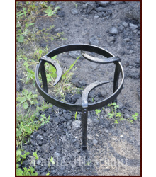 Mittelalterliches Dreibein, Pfannenrost, geschmiedet aus Stahl, rund