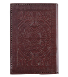 Notizbuch mit Schutzeinband, gepr&auml;gtes Leder, ca. 17,5 x 12 cm