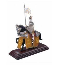 Miniatur Ritter auf Pferd, Drachenhelm, gelb, Marto