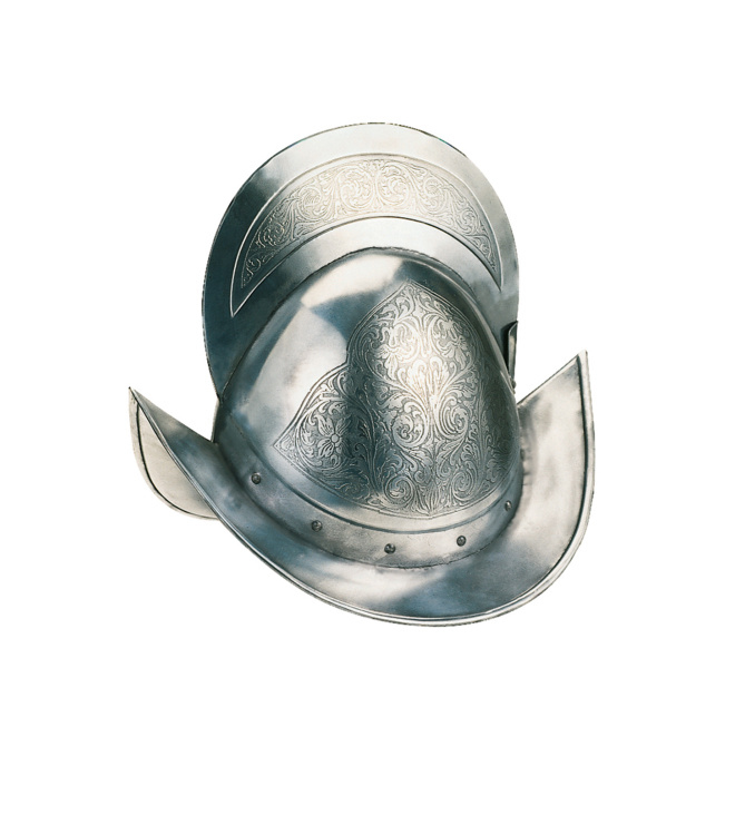 Spanischer Morion Helm, graviert, Marto