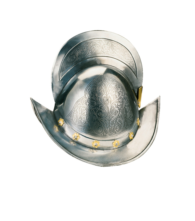 Spanischer Morion Helm, goldverziert, Marto