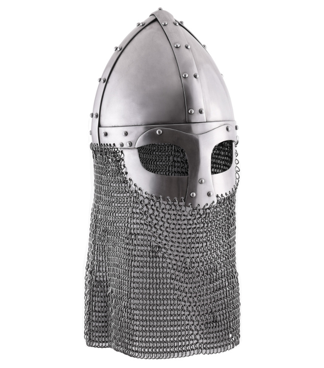 Vendelzeitlicher Spangenhelm mit Kettenbrünne, schaukampftauglich