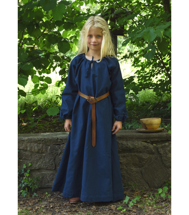 Kinder Mittelalterkleid, Unterkleid Ana, blau 146