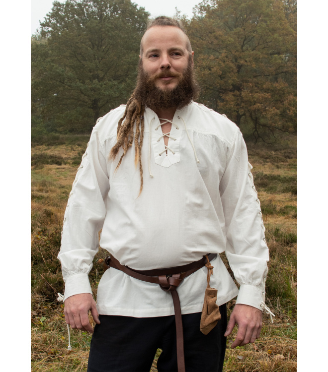 Mittelalter Hemd Corvin mit Schnürung, natur XL
