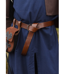 Mittelalter-Ledergürtel mit Messingring, 150 cm, braun