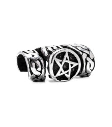 Grosse Bartperle und Lockenperle Pentagram aus Silber