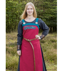 Wikinger Trägerkleid / Schürzenkleid Hilja mit Stickerei, rot