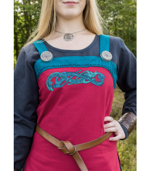 Wikinger Trägerkleid / Schürzenkleid Hilja mit Stickerei, rot