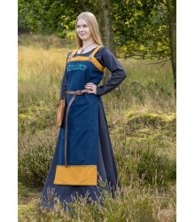 Wikinger Trägerkleid / Schürzenkleid Hilja mit Stickerei, blau