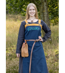 Wikinger Trägerkleid / Schürzenkleid Hilja mit Stickerei, blau
