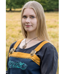 Wikinger Trägerkleid / Schürzenkleid Hilja mit Stickerei, blau
