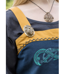 Wikinger Trägerkleid / Schürzenkleid Hilja mit Stickerei, blau