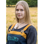 Wikinger Trägerkleid / Schürzenkleid Hilja mit Stickerei, blau