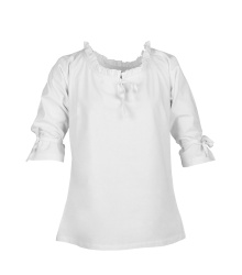 Mittelalter Bluse Birga mit 3/4 Arm, weiß