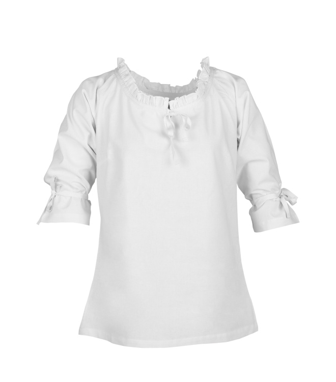 Mittelalter Bluse Birga mit 3/4 Arm, weiß M