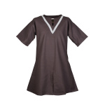 Kinder Mittelalter-Tunika Ailrik mit Bordüre, kurzarm, braun