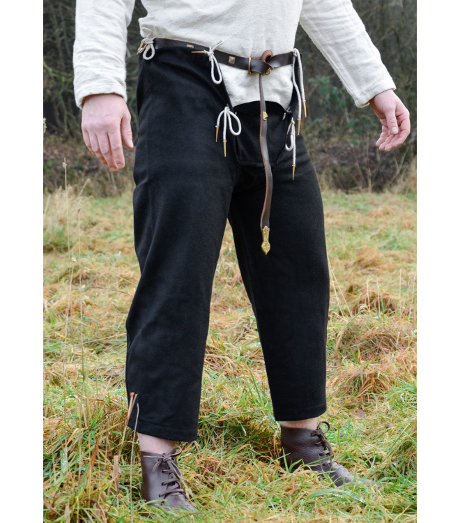 Mittelalterhose aus Wolle mit Nesteln, schwarz