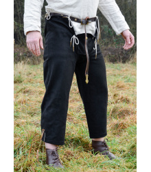 Mittelalterhose aus Wolle mit Nesteln, schwarz